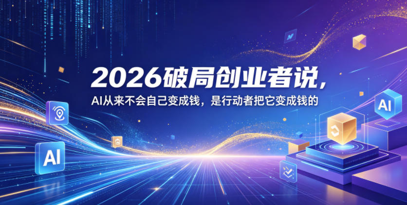 2026破局创业者说，AI从来不会自己变成钱，是行动者把它变成钱的【文档】 - 91副业网-91副业网