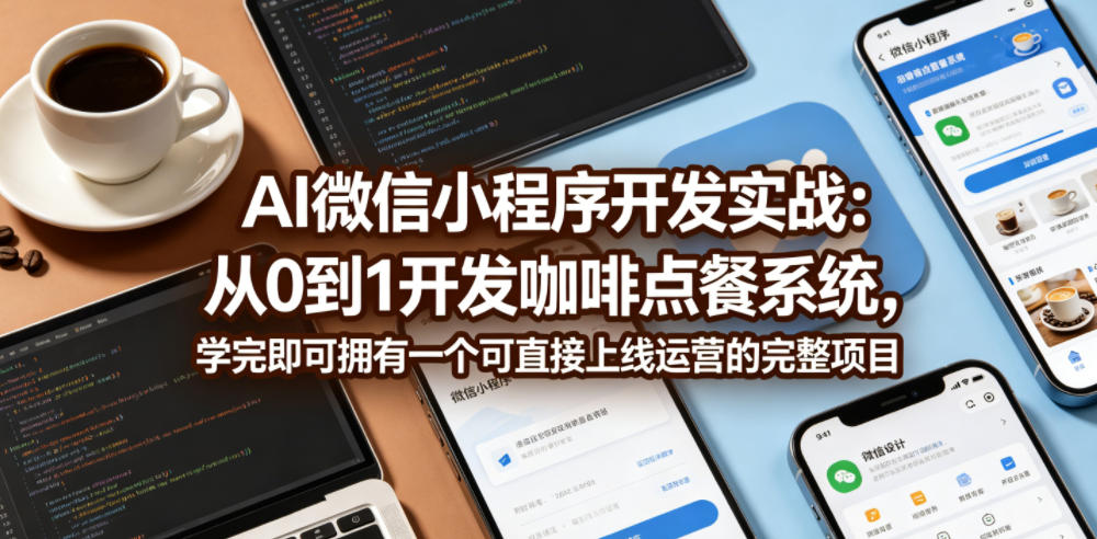 AI微信小程序开发实战：从0到1开发咖啡点餐系统，学完即可拥有一个可直接上线运营的完整项目 - 91副业网-91副业网