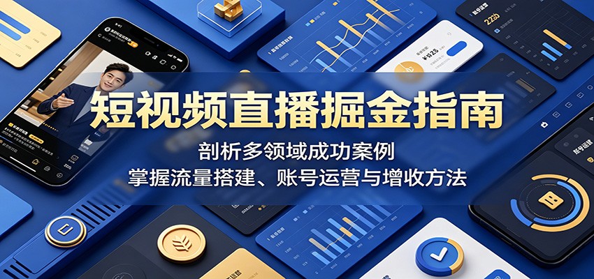 短视频直播掘金指南：剖析多领域成功案例，掌握流量搭建、账号运营与增收方法 - 91副业网-91副业网