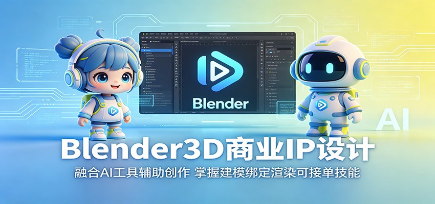Blender3D商业IP设计：融合AI工具辅助创作，掌握建模绑定渲染可接单技能 - 91副业网-91副业网