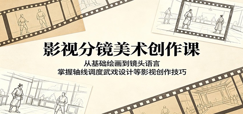 影视分镜美术创作课：从基础绘画到镜头语言，掌握轴线调度武戏设计等影视创作技巧-91副业网