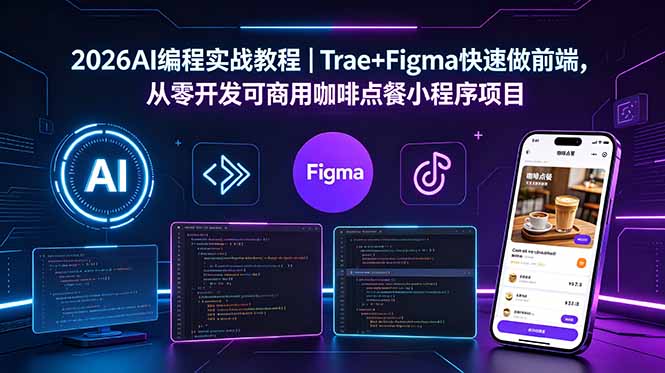 2026AI编程实战教程｜Trae+Figma快速做前端，从零开发可商用咖啡点餐小程序项目-91副业网