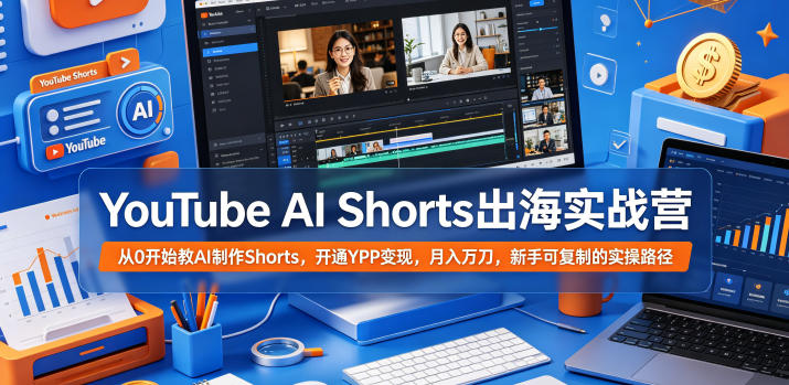YouTube AI Shorts出海实战营，从0开始教AI制作Shorts，开通YPP变现，月入万刀，新手可复制的实操路径 - 91副业网-91副业网