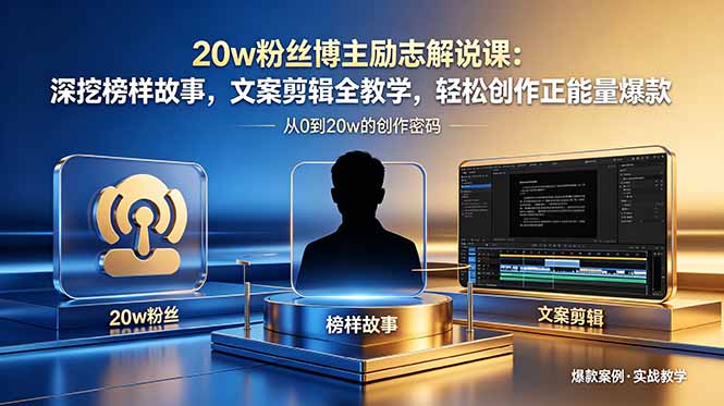 20w粉丝博主励志解说课：深挖榜样故事，文案剪辑全教学，轻松创作正能量爆款-91副业网