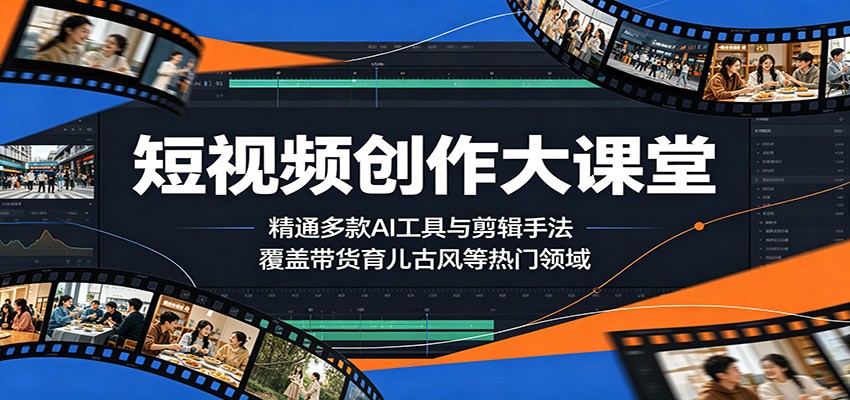 短视频创作大课堂：精通多款AI工具与剪辑手法，覆盖带货、育儿、古风等热门领域-91副业网