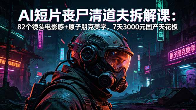 AI短片《丧尸清道夫》拆解课:82个镜头电影感+原子朋克美学,7天3000元国产天花板-91副业网