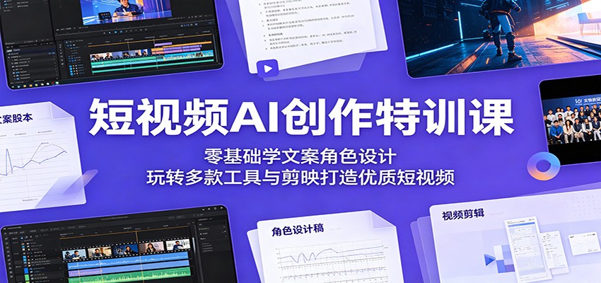 短视频AI创作特训课:零基础学文案角色设计,玩转多款工具与剪映打造优质短视频-91副业网