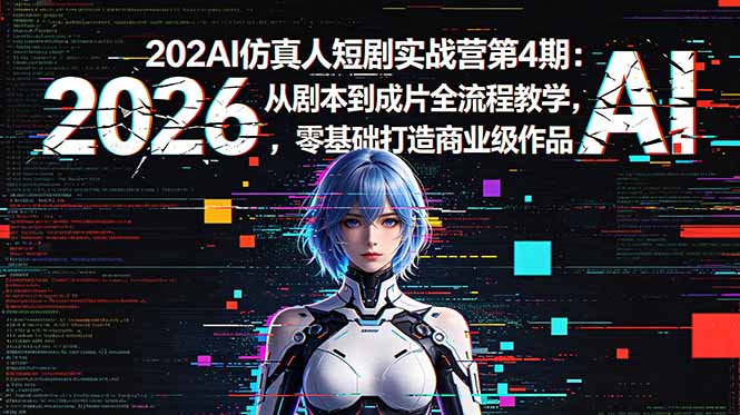 2026AI仿真人短剧实战营第4期:从剧本到成片全流程教学,零基础打造商业级作品-91副业网