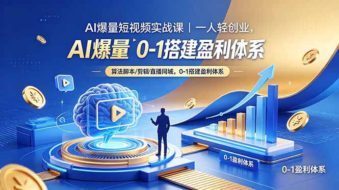AI爆量短视频实战课｜一人轻创业，算法脚本剪辑直播同城，0-1搭建盈利体系 - 91副业网-91副业网
