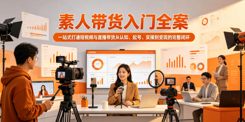 素人带货入门全案,一站式打通短视频与直播带货从认知、起号、实操到变现的完整闭环-91副业网