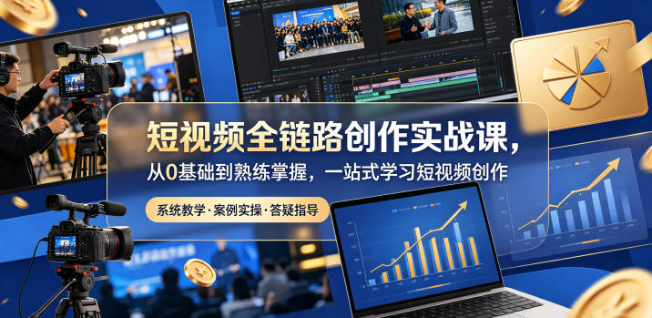 短视频全链路创作实战课，从0基础到熟练掌握，一站式学习短视频创作 - 91副业网-91副业网