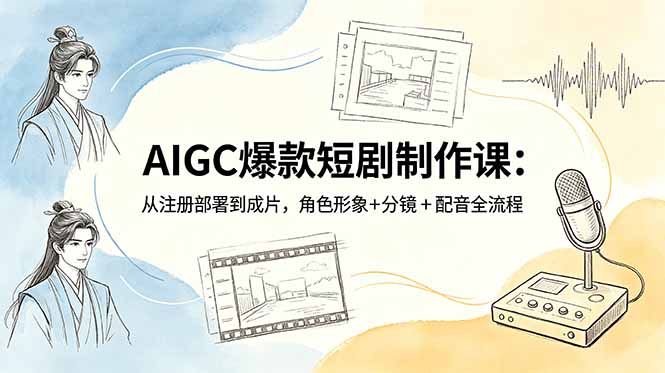AIGC爆款短剧制作课:从注册部署到成片,角色形象+分镜+配音全流程-91副业网