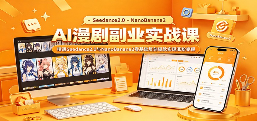 AI漫剧副业实战课：精通Seedance2.0与NanoBanana2零基础复刻爆款实现涨粉变现 - 91副业网-91副业网
