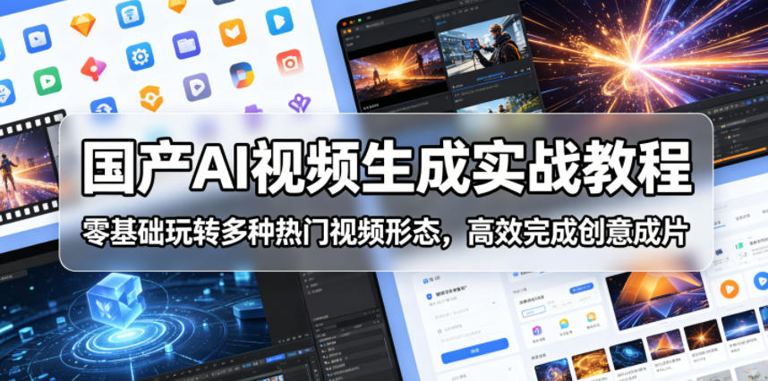 国产AI视频生成实战教程,零基础玩转多种热门视频形态,高效完成创意成片-91副业网