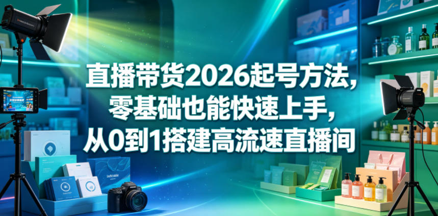 直播带货2026起号方法,零基础也能快速上手,从0到1搭建高流速直播间-91副业网