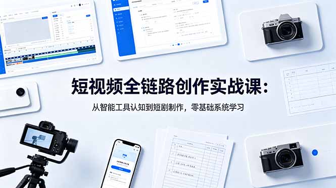 短视频全链路创作实战课：从智能工具认知到短剧制作，零基础系统学习-91副业网