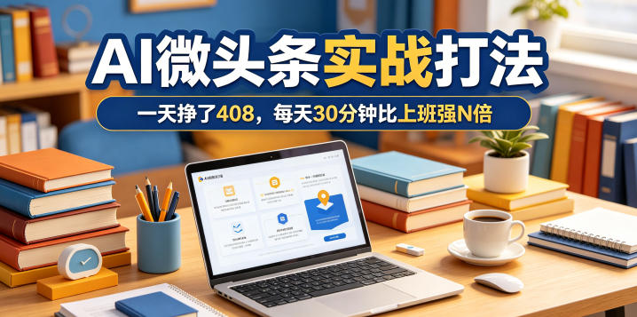 一天挣了408，AI微头条实战打法，每天30分钟比上班强N倍-91副业网