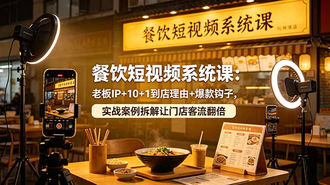 餐饮短视频系统课：老板IP+10+1到店理由+爆款钩子，实战案例拆解让门店客流翻倍-91副业网