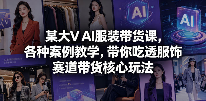 某大V AI服装带货课，各种案例教学，带你吃透服饰赛道带货核心玩法-91副业网
