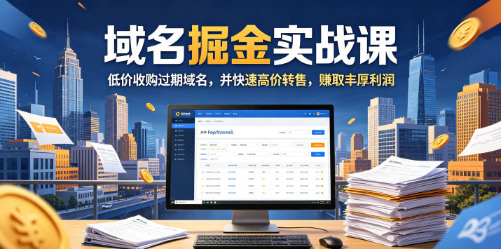 域名交易掘金实战课，低价收购过期域名，并快速高价转售，賺取丰厚利润【原创双语字幕】-91副业网