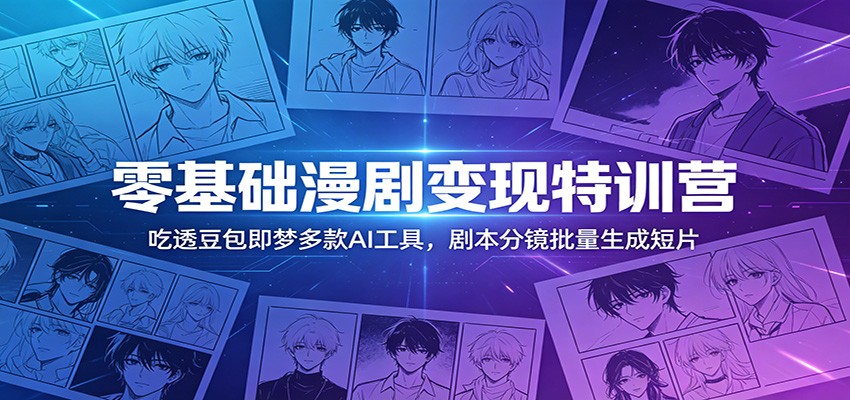 零基础漫剧变现特训营：玩转豆包即梦多款AI工具，剧本分镜批量生成短片-91副业网