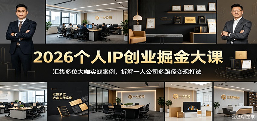 2026个人IP创业掘金大课：汇集多位大咖实战案例，拆解一人公司多路径变现打法-91副业网