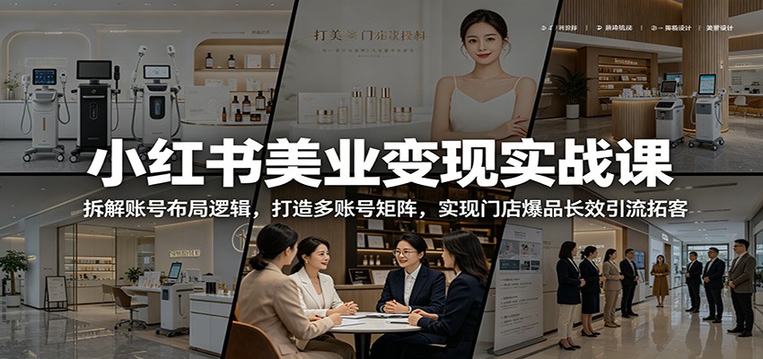 小红书美业变现实战课：拆解账号布局逻辑，打造多账号矩阵，实现门店爆品长效引流拓客-91副业网