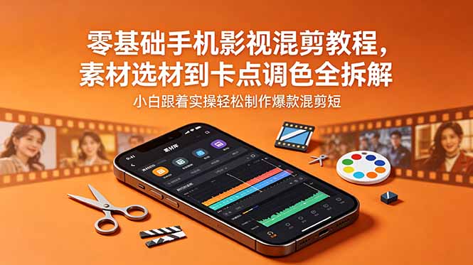零基础手机影视混剪教程，素材选材到卡点调色全拆解，小白跟着实操轻松制作爆款混剪短片-91副业网