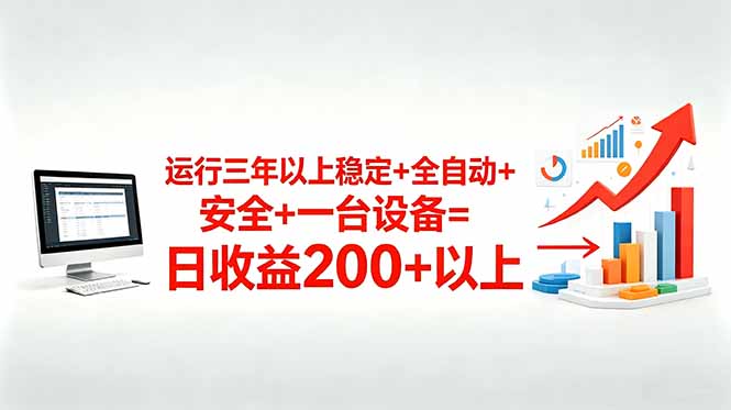 三年以上稳定+全自动+安全+一台设备=日收益200+-91副业网