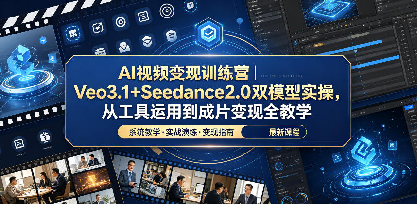 AI视频变现训练营｜Veo3.1+Seedance2.0双模型实操，从工具运用到成片变现全教学-91副业网