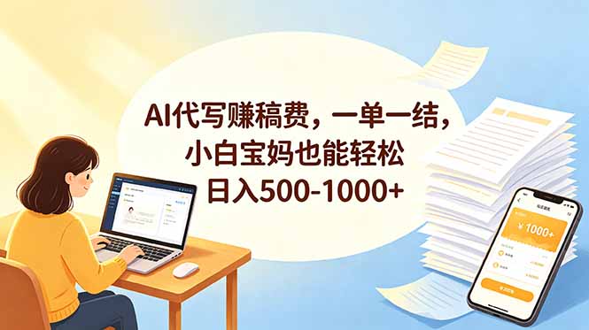 AI代写赚稿费，一单一结，小白宝妈也能轻松日入500-1000+-91副业网