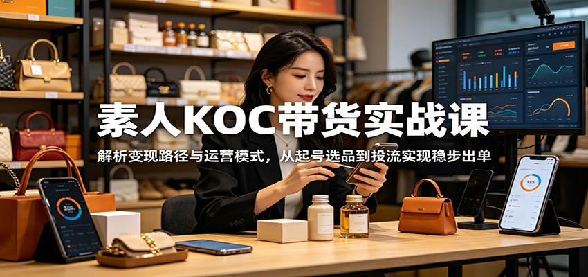 素人KOC带货实战课:解析变现路径与运营模式,从起号选品到投流实现稳步出单-91副业网
