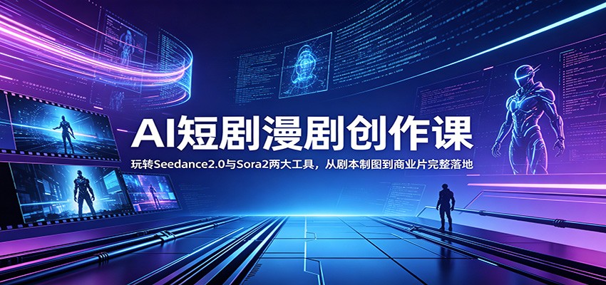 AI短剧漫剧创作课:玩转Seedance2.0与 Sora2两大工具,从剧本制图到商业片完整落地-91副业网