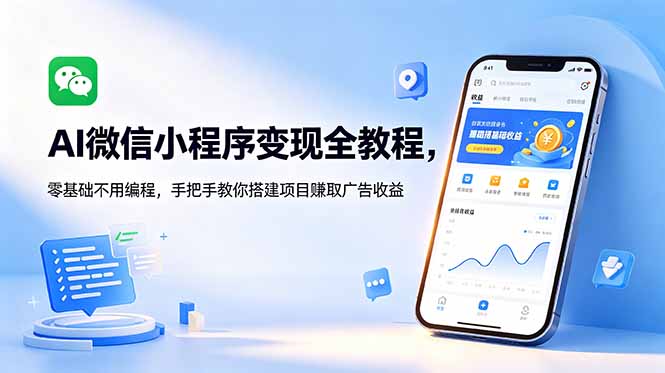 AI微信小程序变现全教程，零基础不用编程，手把手教你搭建项目赚取广告收益-91副业网