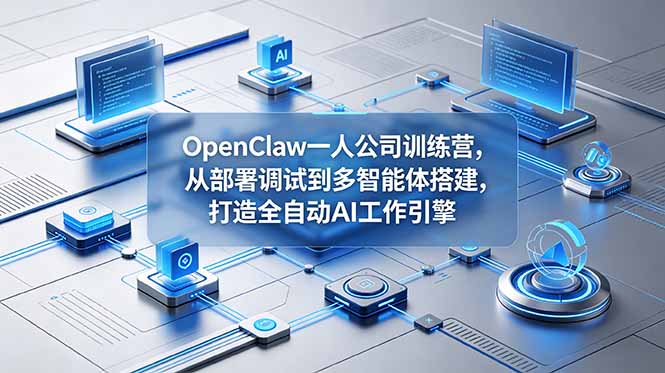 OpenClaw 一人公司训练营，从部署调试到多智能体搭建，打造全自动 AI 工作引擎-91副业网