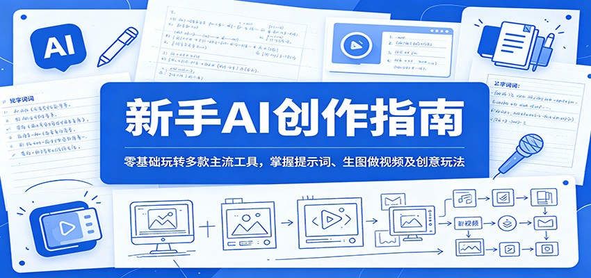 新手AI创作指南：零基础玩转多款主流工具，掌握提示词、生图做视频及创意玩法-91副业网