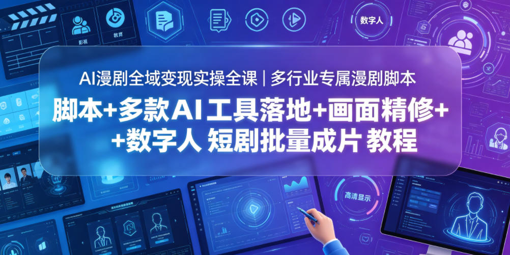 AI漫剧全域变现实操全课｜多行业专属漫剧脚本+多款AI工具落地+画面精修+数字人短剧批量成片全教程-91副业网