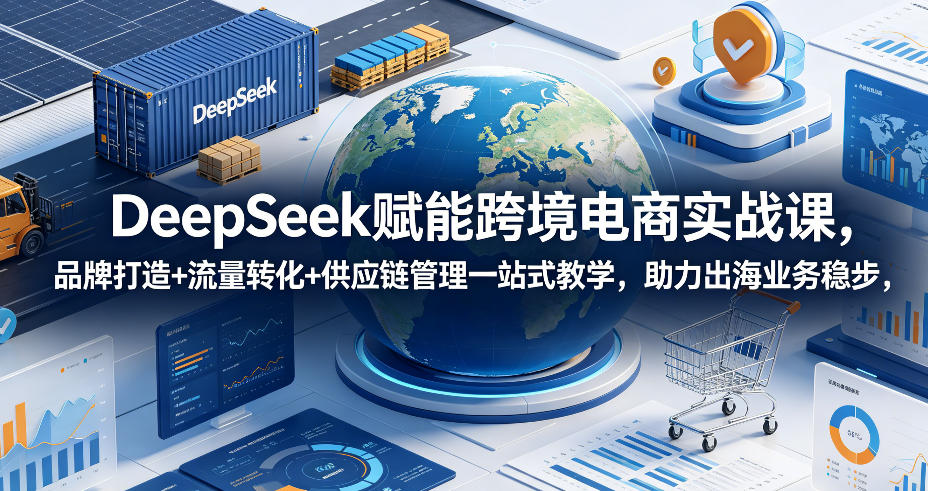 DeepSeek赋能跨境电商实战课，品牌打造+流量转化+供应链管理一站式教学，助力出海业务稳步发展-91副业网
