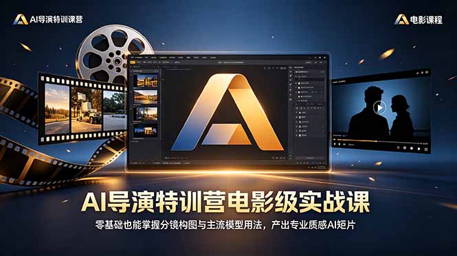 AI导演特训营电影级实战课,零基础也能掌握分镜构图与主流模型用法,产出专业质感AI短片-91副业网