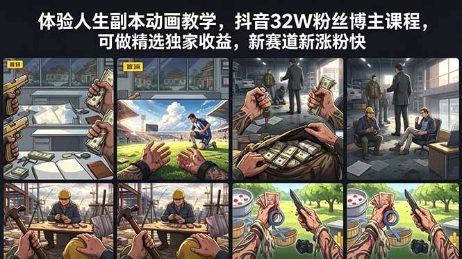 体验人生副本动画教学, 抖音32W粉丝博主课程,可做精选独家收益,新赛道新涨粉快-91副业网