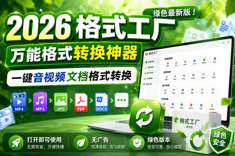 2026格式工厂绿色最新版！万能格式转换神器，一键音视频文档格式转换，打开即可使用，无广告绿色版本-91副业网
