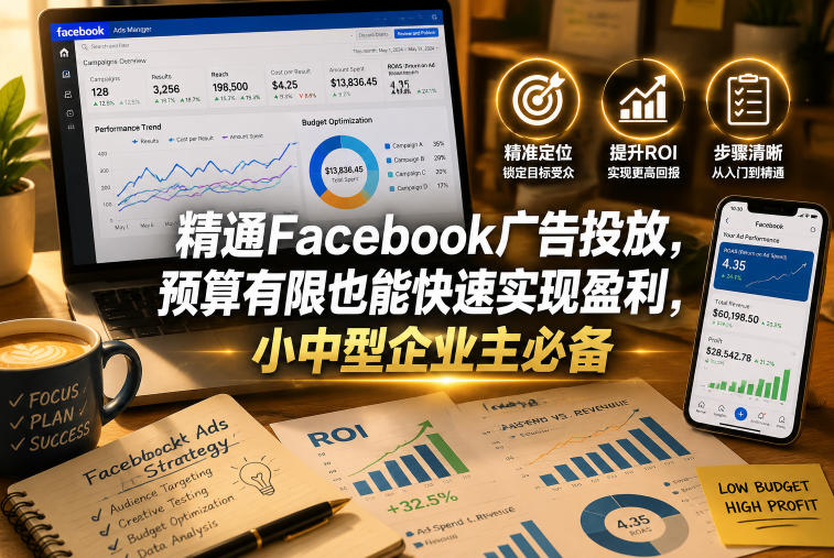 精通Facebook广告投放，预算有限也能快速实现盈利，小中型企业主必备【原创双语字幕】-91副业网