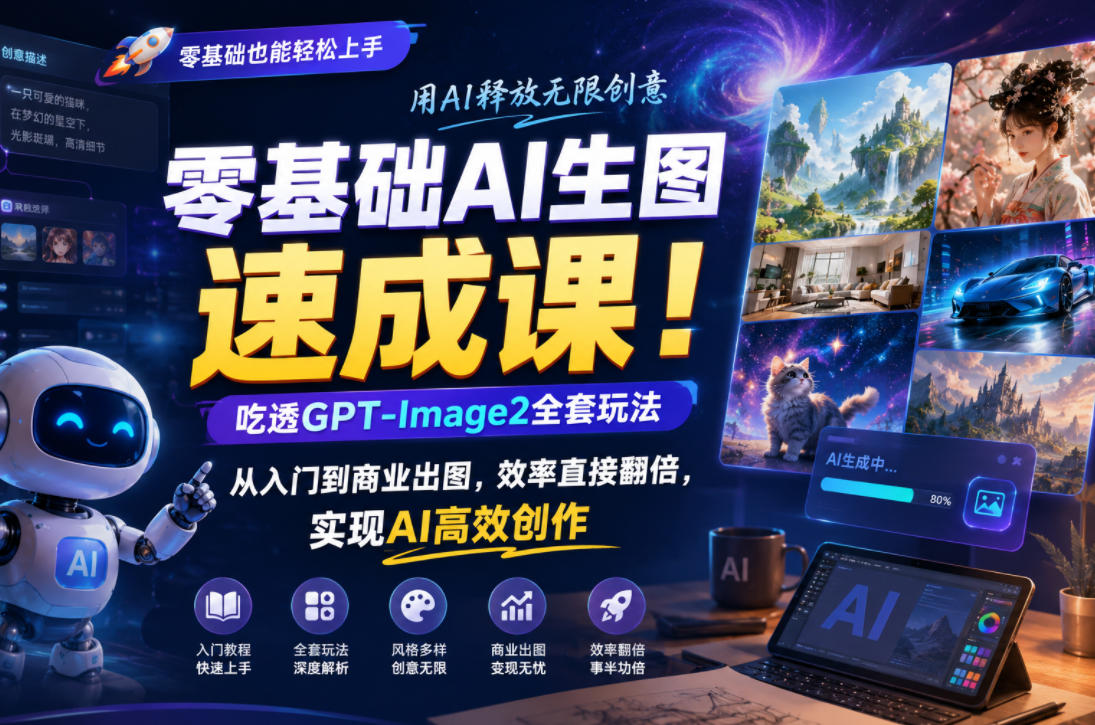 零基础AI生图速成课!吃透GPT-Image2全套玩法,从入门到商业出图,效率直接翻倍,实现AI高效创作-91副业网