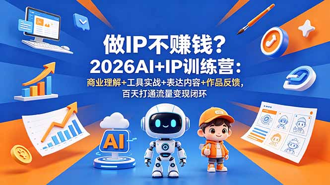 做IP不赚钱?2026AI+IP训练营:商业理解+工具实战+表达内容+作品反馈,百天打通流量变现闭环-91副业网