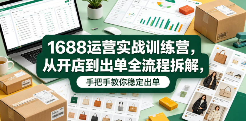 1688运营实战训练营，从开店到出单全流程拆解，手把手教你稳定出单-91副业网