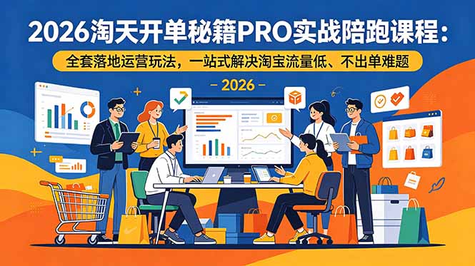 2026淘天开单秘籍PRO实战陪跑课程:全套落地运营玩法,一站式解决淘宝流量低、不出单难题-91副业网