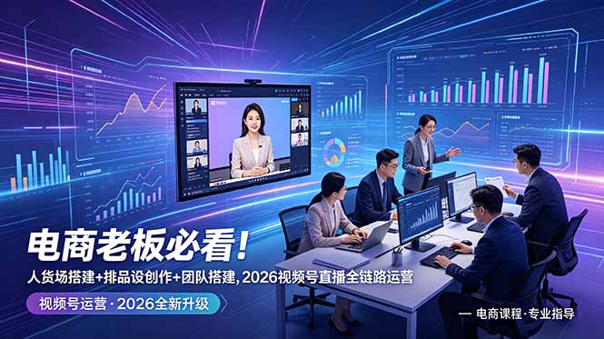 电商老板必看!人货场搭建+排品设计+素材创作+团队搭建,2026视频号直播全链路运营-91副业网