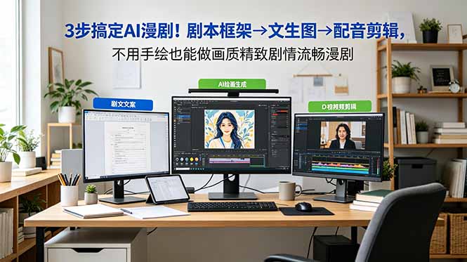 3步搞定AI漫剧！剧本框架→文生图→配音剪辑，不用手绘也能做画质精致剧情流畅漫剧-91副业网