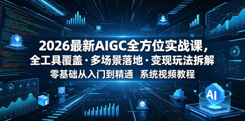 2026最新AIGC全方位实战课，全工具覆盖・多场景落地・变现玩法拆解，零基础从入门到精通系统视频教程-91副业网
