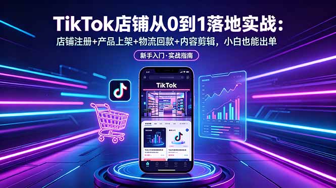 TikTok店铺从0到1落地实战：店铺注册+产品上架+物流回款+内容剪辑，小白也能出单-91副业网